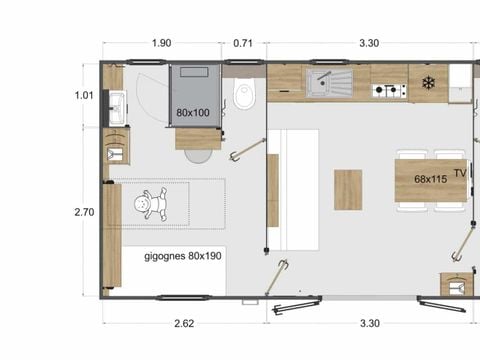 MOBILHOME 4 personnes - Privilège 2 chambres