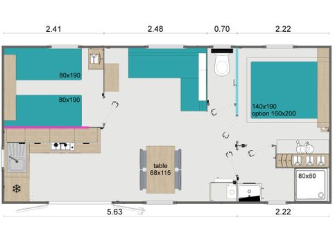 MOBILHOME 4 personnes - Mobil-home Luxe Lo77 30m² 2 chambres 1 Salle de bain