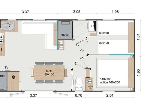 MOBILHOME 10 personnes - 10 places avec 2 SDB 2 WC