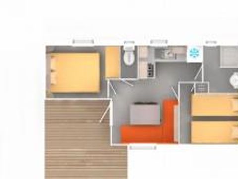 Mobilhome 4 personnes - Mobilhome Standard 25m² (2 chambres) terrasse couverte + TV