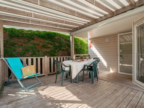 Mobilhome 6 personnes - Mobilhome Standard 35m² (3 chambres) avec terrasse couverte + TV