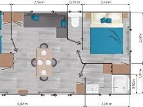 MOBILHOME 4 personnes - Confort 32 m² (2 chambres) terrasse couverte +TV
