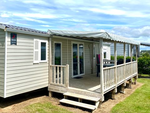 Mobilhome 6 personnes - Mobilhome Premium 40 m² (3 chambres, 2 salles de bain) avec terrasse couverte + TV