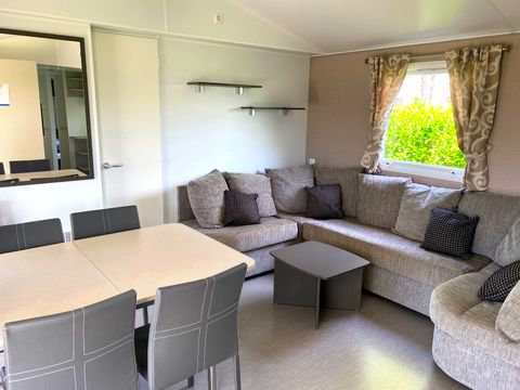 Mobilhome 6 personnes - Mobilhome Premium 40 m² (3 chambres, 2 salles de bain) avec terrasse couverte + TV