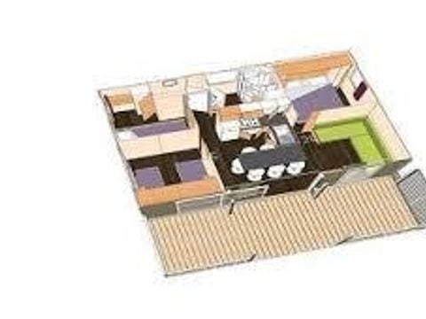 CHALET 6 personnes - Chalet Confort 39 m² (3 chambres) avec terrasse couverte + TV