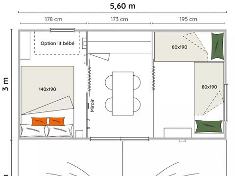 BUNGALOW TOILÉ 4 personnes - Coco Sweet 2Ch - sans sanitaire