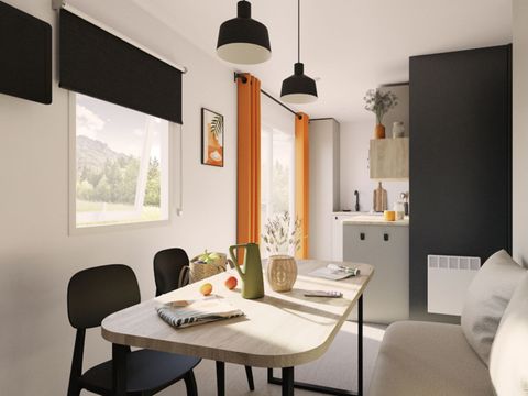 MOBILHOME 2 personnes - Mobilhome Premium 18m² (1 chambres) terrasse couverte + TV + LV