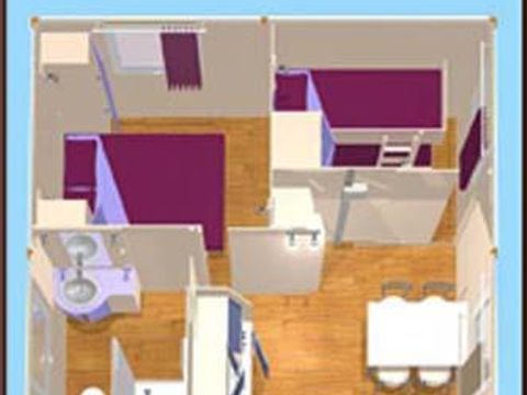 CHALET 4 personnes - Standard 20 m² (2 chambres) avec terrasse couverte +TV