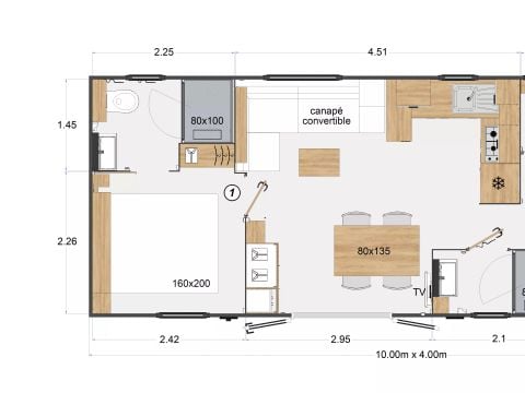 MOBILHOME 8 personnes - Premium Dune 4 Pièces 6/8 Personnes + TV