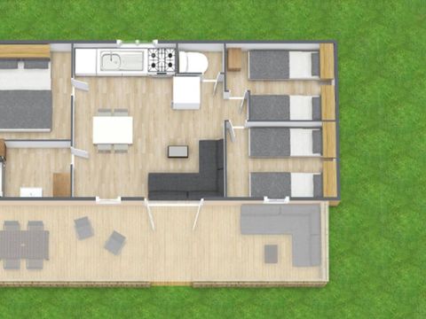 MOBILHOME 6 personnes - Premium | 3 Ch. | 6 Pers. | Terrasse Lounge | Clim. | TV
