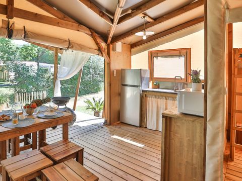 TENTE TOILE ET BOIS 5 personnes - Ecolodge Cotton 3 Pièces 5 Personnes