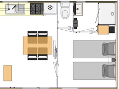 Mobilhome 4 personnes - Home Zen Spa & Clim - 2 chambres - 2 salles de bain - Gamme Privilège