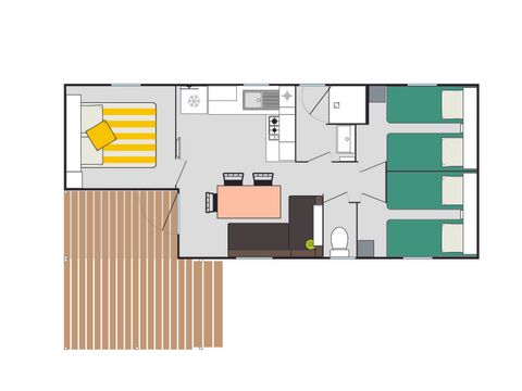 Mobilhome 6 personnes - Home Plaisir - 3 chambres - Gamme Primo