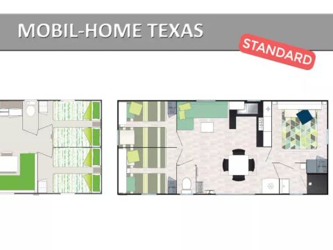 MOBILHOME 8 personnes - Texas Standard 4 Pièces 6/8 Personnes Climatisé + TV