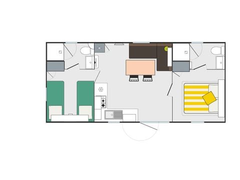 MOBILHOME 4 personnes - CONFORT 2 PLUS | CLIM + 2 SBD