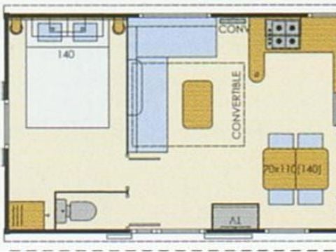 MOBILHOME 5 personnes - Convivial - 31m² - 2 chambres (pour 4 adultes et 1 enfant -12 ans)