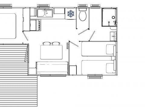 MOBILHOME 6 personnes - Comfort | 2 Ch. | 4/6 Pers. | Terrasse surélevée | Clim.