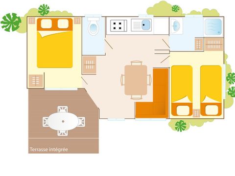 Mobilhome 6 personnes - Comfort | 2 Ch. | 4/6 Pers. | Terrasse simple | Clim.