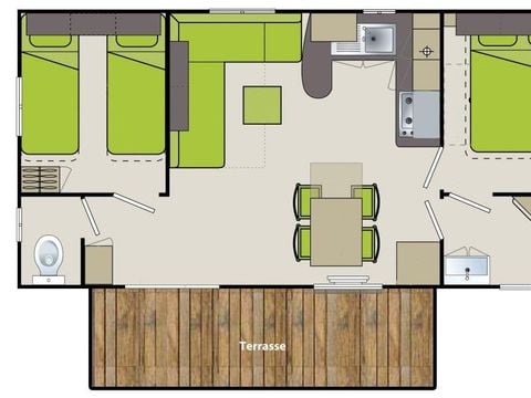 Mobilhome 6 personnes - Caraïbes 2 chambres