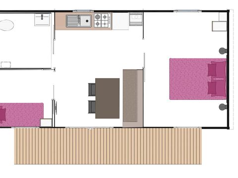 Mobilhome 4 personnes - Mobil-home 'Evasion Access' 31 m² - 2 chambres + terrasse couverte