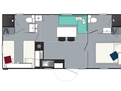 Mobilhome 6 personnes - Evasion+ - 2 chambres - 2 salles de bain 31m²