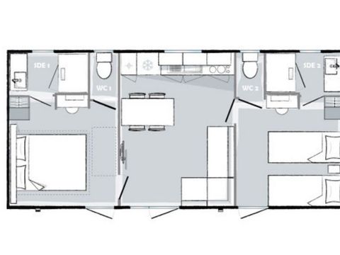 Mobilhome 6 personnes - Evasion+ - 2 chambres - 2 salles de bain 33m²