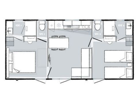 Mobilhome 6 personnes - Evasion+ - 2 chambres - 2 salles de bain 33m²