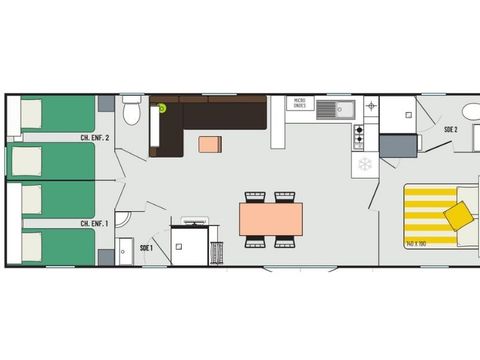 Mobilhome 6 personnes - Confort - 3 chambres - 2 salles de bain 39m²