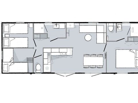 Mobilhome 6 personnes - Premium - 3 chambres - 2 salles de bain 40m²