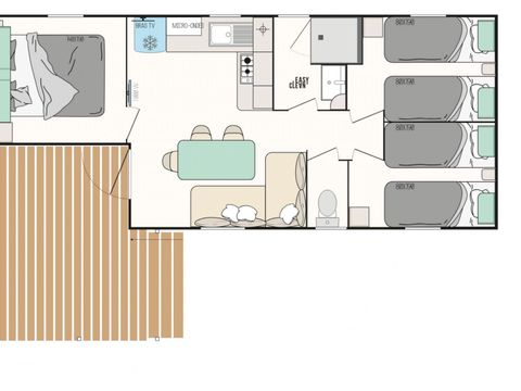 Mobilhome 6 personnes - Loisir+ - 3 chambres - 30m²