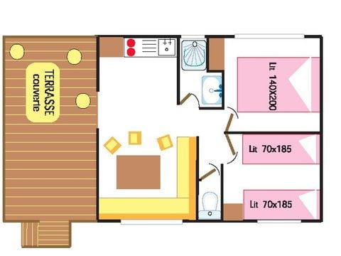 Mobilhome 4 personnes - Classic XL | 2 Ch. | 4 Pers. | Terrasse Simple | TV