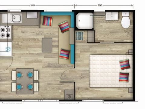 Mobilhome 4 personnes - Premium | 2 Ch. | 4 Pers. | Terrasse surélevée | Clim. | TV