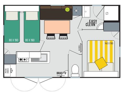 Mobilhome 4 personnes - Cocoon+ - 2 chambres - 21m²