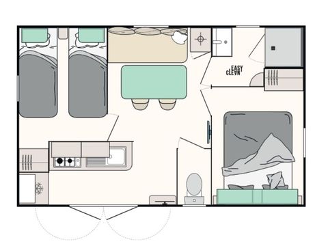 Mobilhome 4 personnes - Cocoon+ - 2 chambres - 23m²