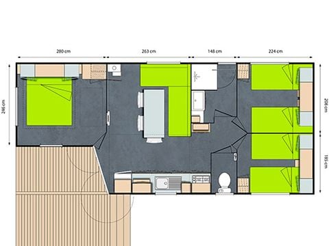 MOBILHOME 6 personnes - GRAND CONFORT 3ch