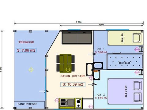 Tente en toile et en bois 5 personnes - LODGE SAHARI avec sanitaire privatif
