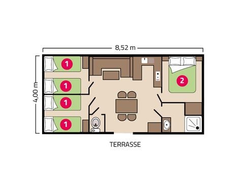 MOBILHOME 6 personnes - Famille Éco 6 personnes