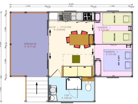 TENTE TOILE ET BOIS 4 personnes - Cosyflower Premium 38m² - 2 chambres + TV + draps + serviettes + terrasse semi-couverte 11m² 4/5 pers