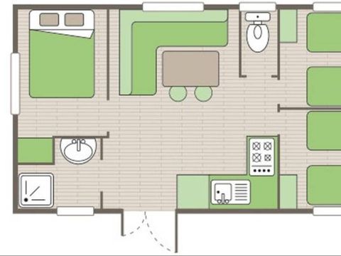 Mobilhome 6 personnes - Mobil-home | Comfort | 3 Ch. | 6 Pers. | Terrasse surélevée | Clim.