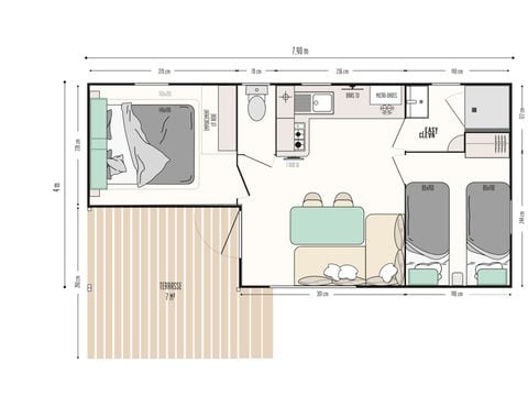 MOBILHOME 4 personnes - Loggia - 2 chambre + terrasse