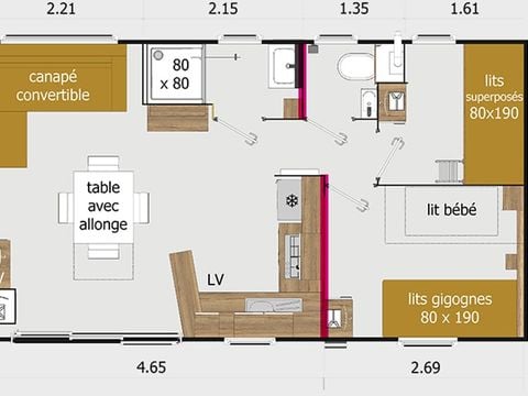 MOBILHOME 6 personnes - New Valley - 3 chambres + terrasse + TV + SPA