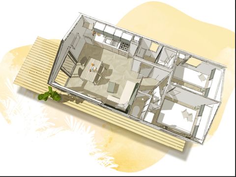 MOBILHOME 4 personnes - Bergame2 avec véranda - 2 chambres