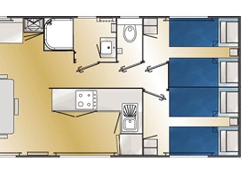 MOBILHOME 6 personnes - Caraïbes Premium - 3 chambres + terrasse + TV