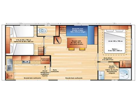 MOBILHOME 4 personnes - Riviera - 2 chambres + terrasse semi-couverte