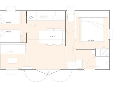 MOBILHOME 4 personnes - Mobil-home Lilas - 2 chambres + terrasse semi-couverte