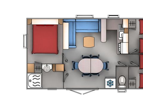 Mobilhome 6 personnes - 3 chambres - TV + Clim