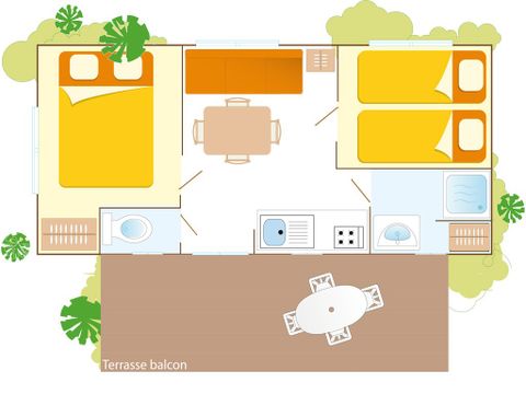 MOBILHOME 4 personnes -  Classic | 2 Ch. | 4 Pers. | Terrasse surélevée