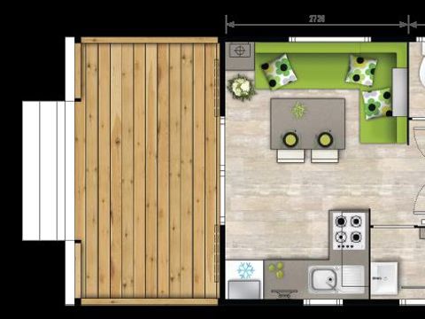 MOBILHOME 4 personnes - Mobil-home Confort 23m² - 2 chambres + Terrasse semi-couverte 9m² 4 pers