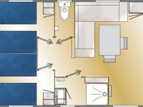 MOBILHOME 6 personnes - Mobil home Confort 34m² - 3 chambres + terrasse semi-couverte 9m² 6 pers