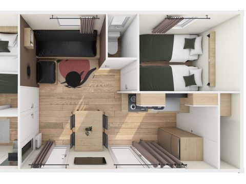 MOBILHOME 5 personnes - HomeFlower Premium 29m² - 2 chambres + Terrasse semi-couverte + TV + LV 5 pers